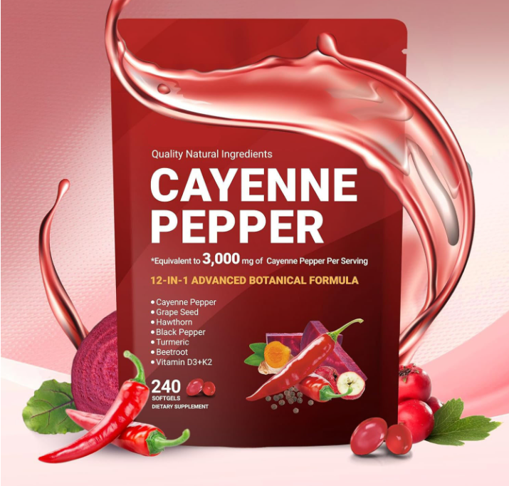 Hawthrive 12-in-1 cayenne pepper softgels pouch, 240 softgels